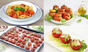 Pasta con pomodorini, pomodori ripieni, pomodorini arrostiti e pomodori farciti: idee per ricette con pomodori crudi e cotti.