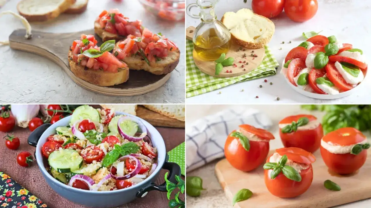 Bruschette, caprese, panzanella e pomodori ripieni: tante idee per ricette con pomodori crudi freschi e gustosi.